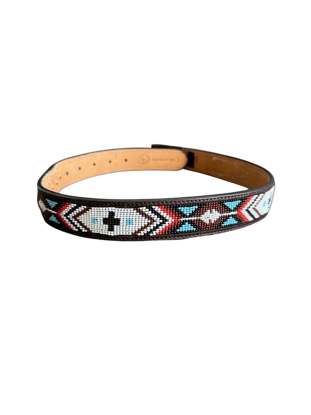 3D Belt Blank Beaded Tooled Brown Leather Western Native Print Unisex Womens 26